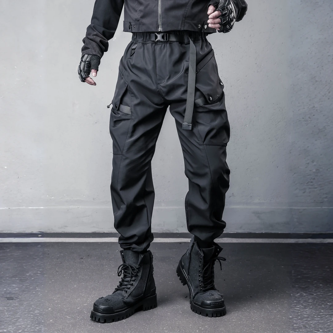 小众伞兵冲锋裤男春秋宽松修身潮流机能工装裤多口袋痞帅束脚裤