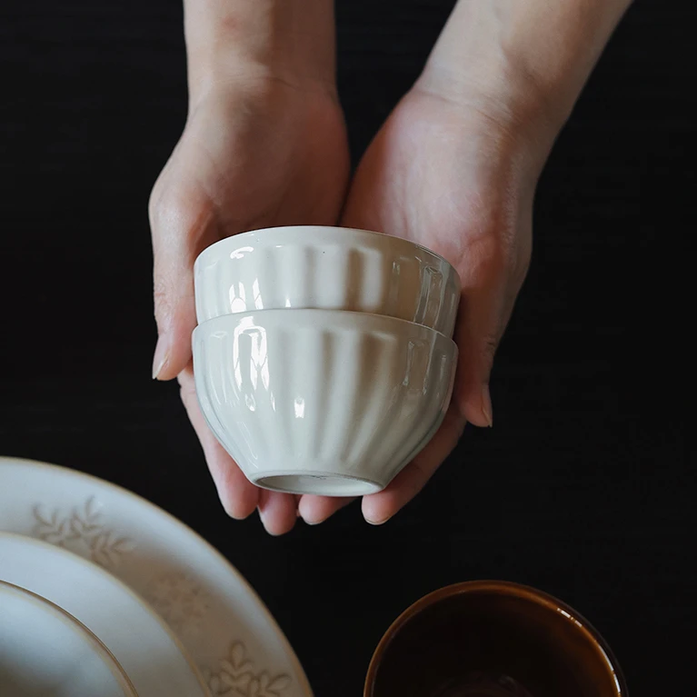 【瑕疵】Camus say 180ml温润条纹乳白色迷你酱料碗2只装9.3×5cm