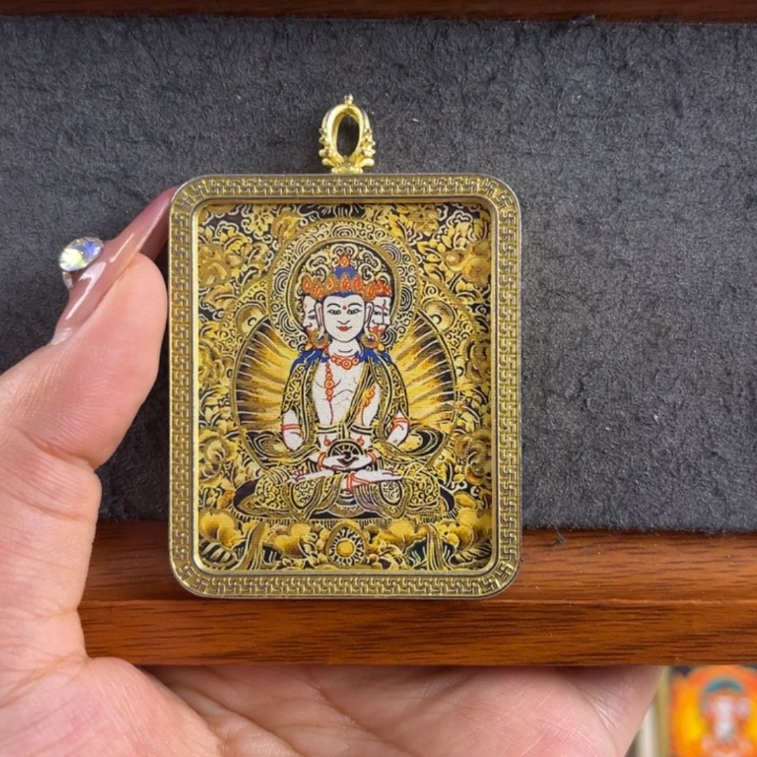 吊坠黑金大日如来唐卡