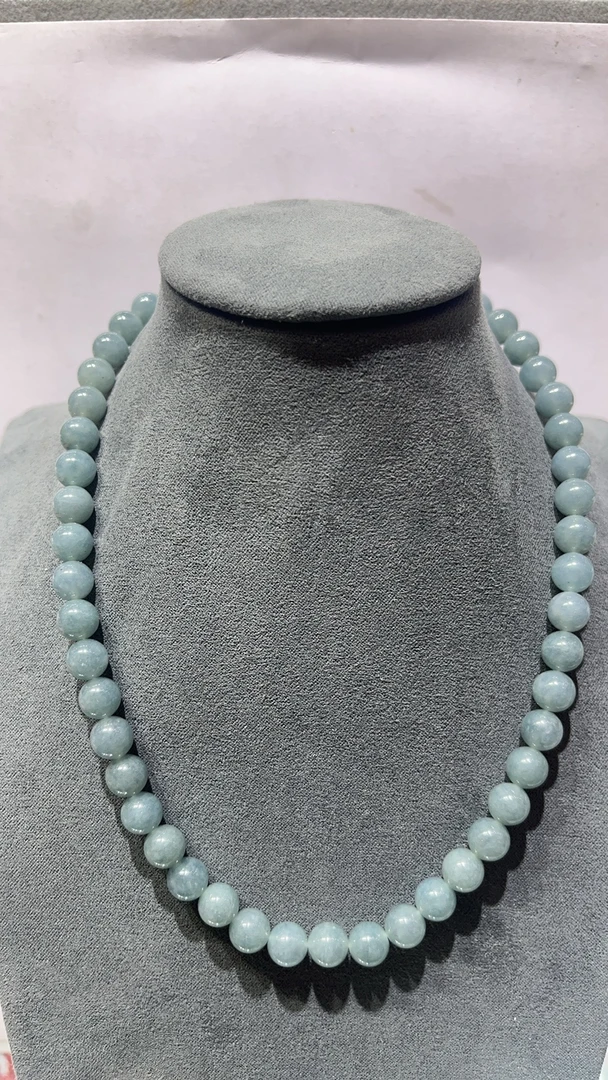 美货 蓝水色8.5mm圆珠锁骨链