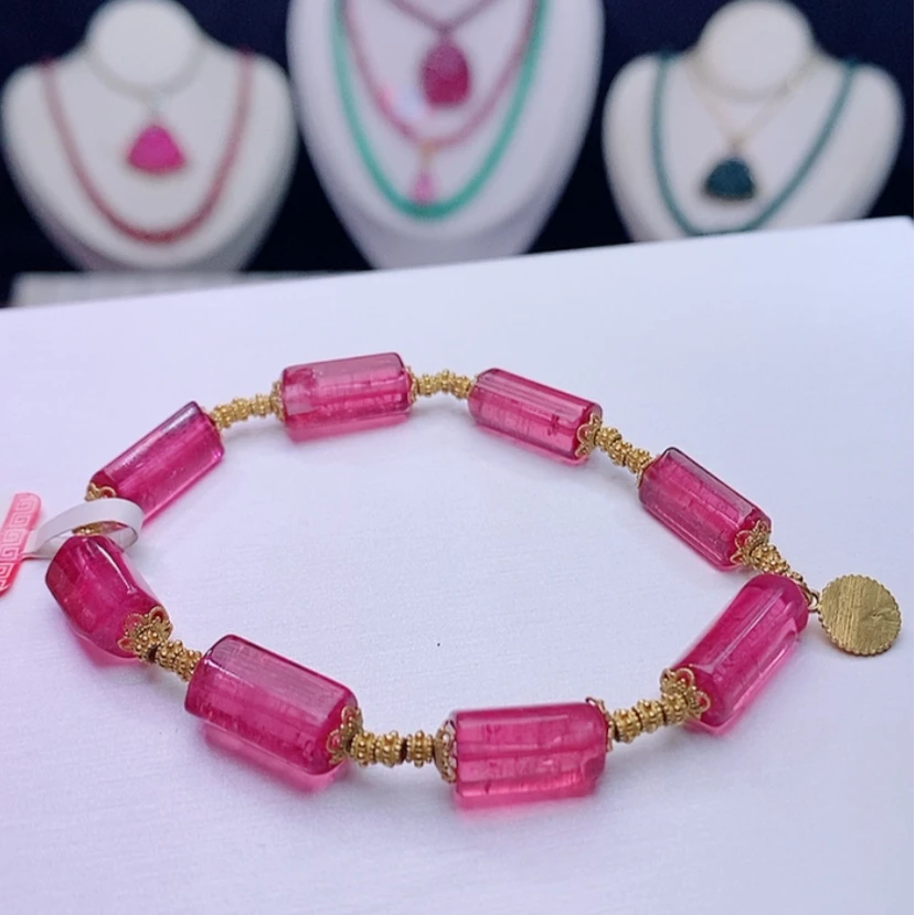 【闪购商品】碧玺手链18K金镶嵌碧玺手链