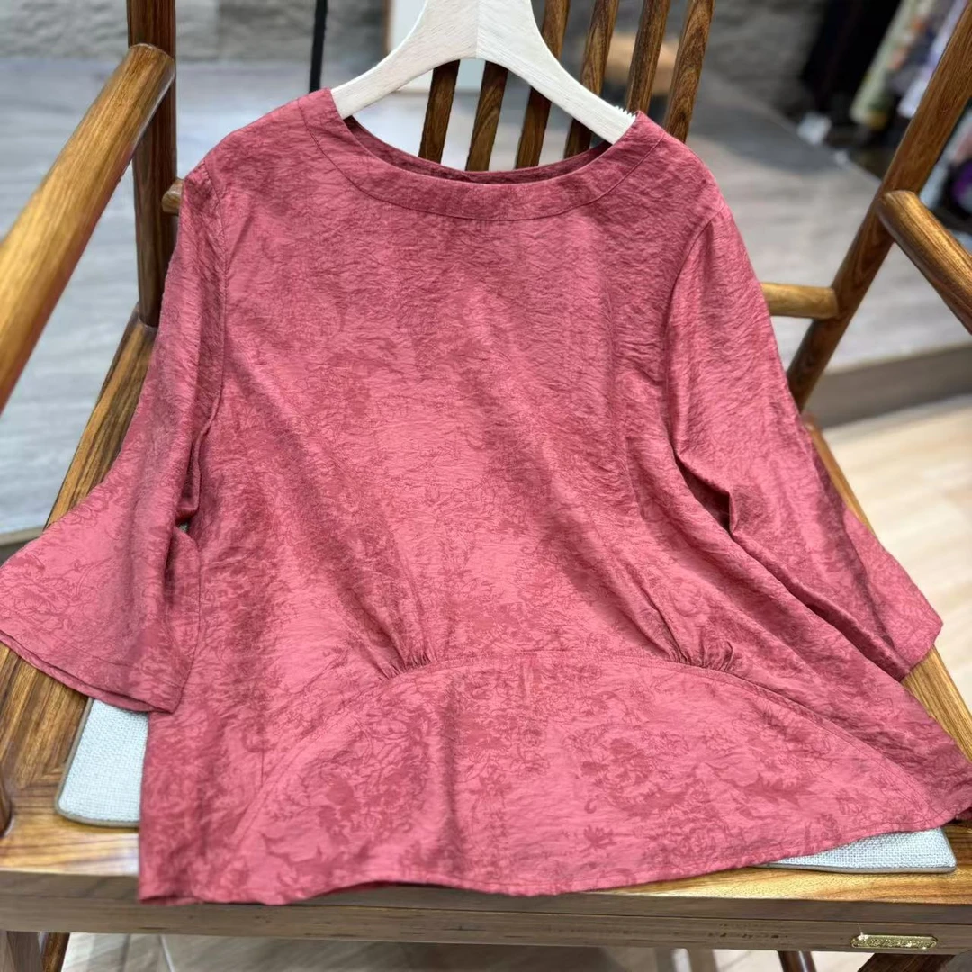 8816新款夏季优雅减龄宽松显瘦遮肉T恤QZ