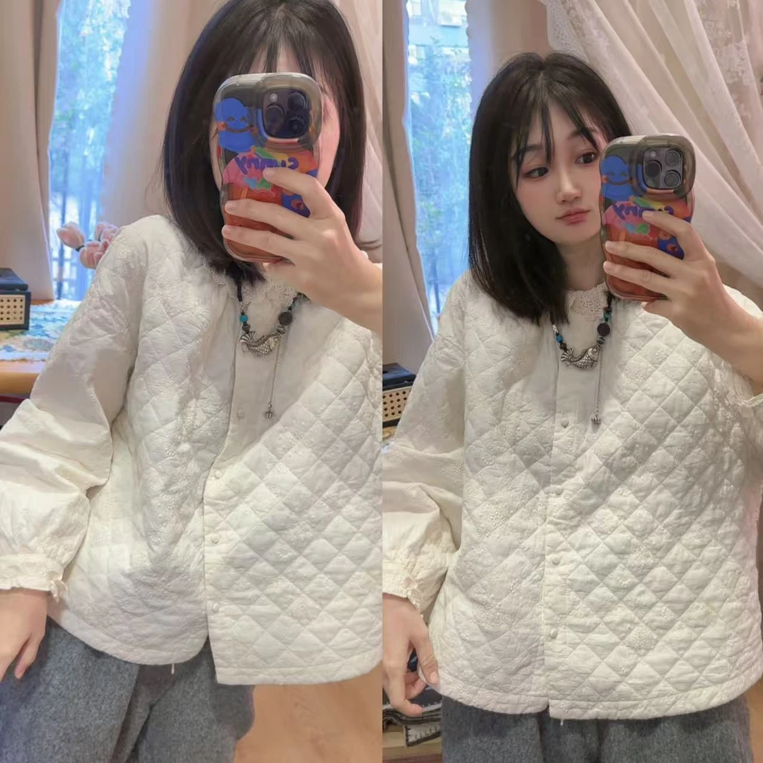 【奶茶妹妹】【全棉加厚款】 【宫廷风】森系甜美洋气宽松娃娃领衬衣
