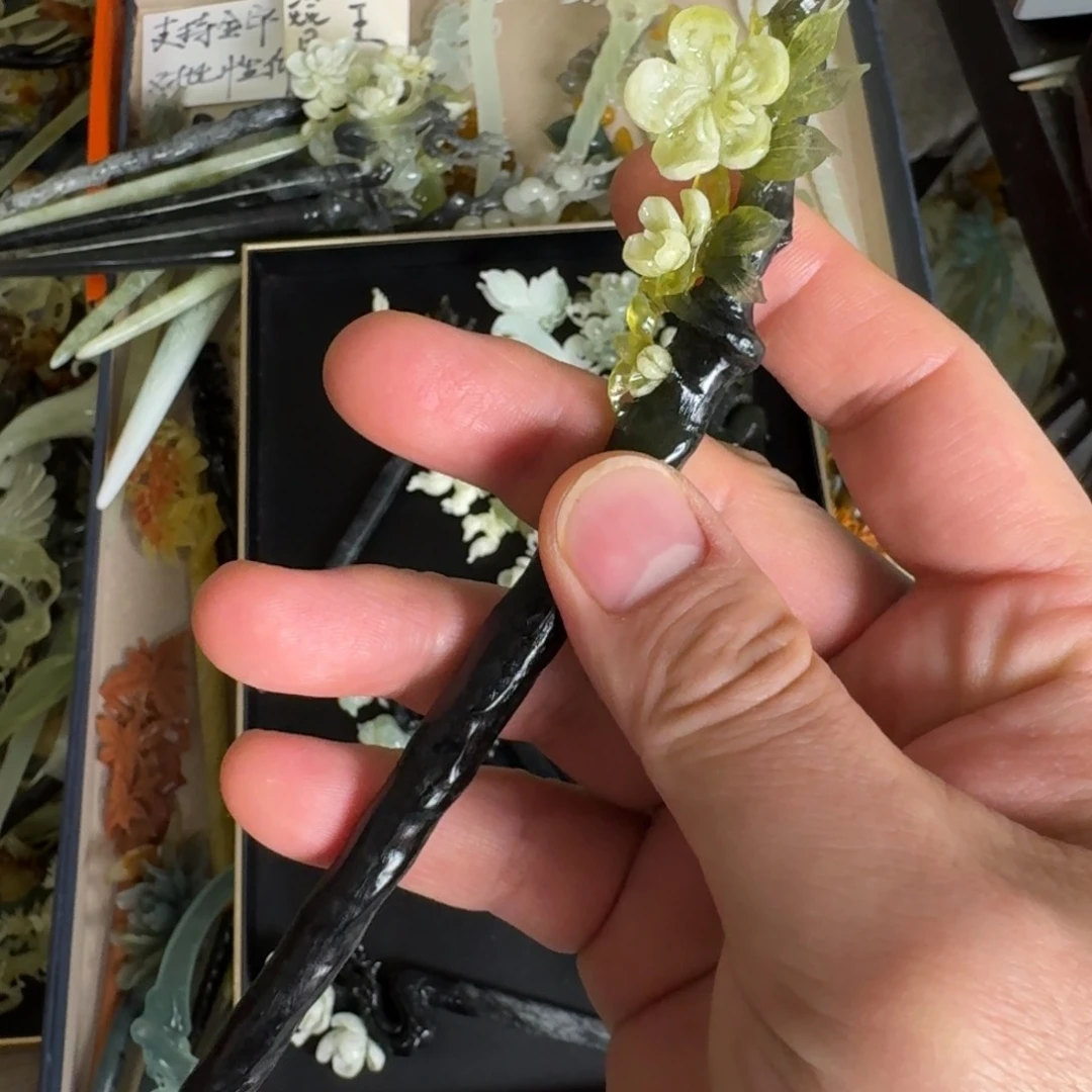 岫玉发饰未镶嵌二*_