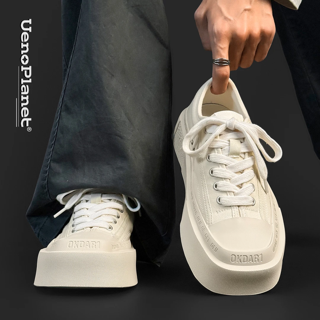 明星同款上野行星方头厚底帆布鞋2025夏季新款小众增高板鞋小白鞋