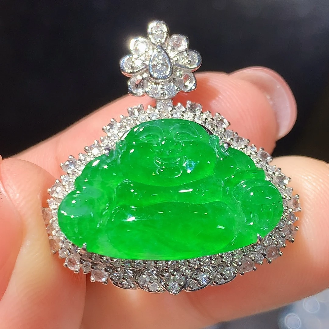 翡翠18K金镶嵌吊坠(不含链)