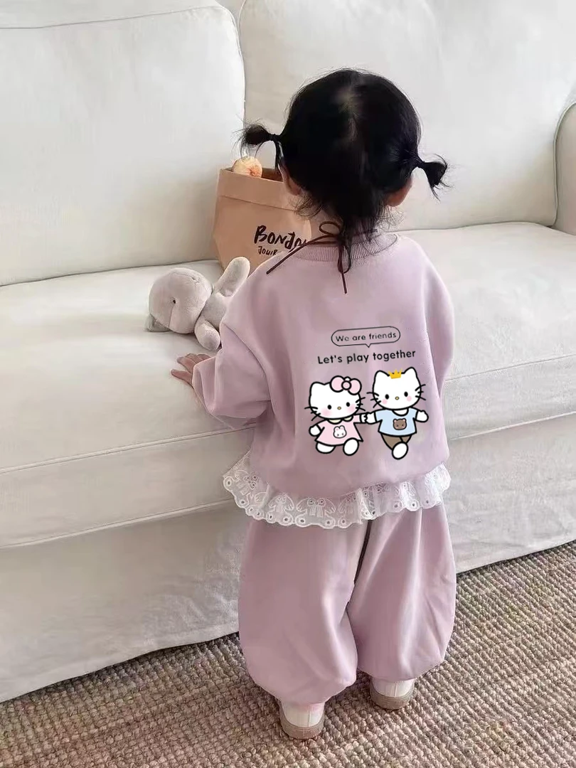【福利款】女童卫衣套装秋季儿童洋气时髦女宝宝后背印花两件套