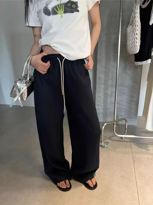 夏日高腰莱赛尔山本阔腿裤薄款慵懒显瘦2025新款时尚休闲