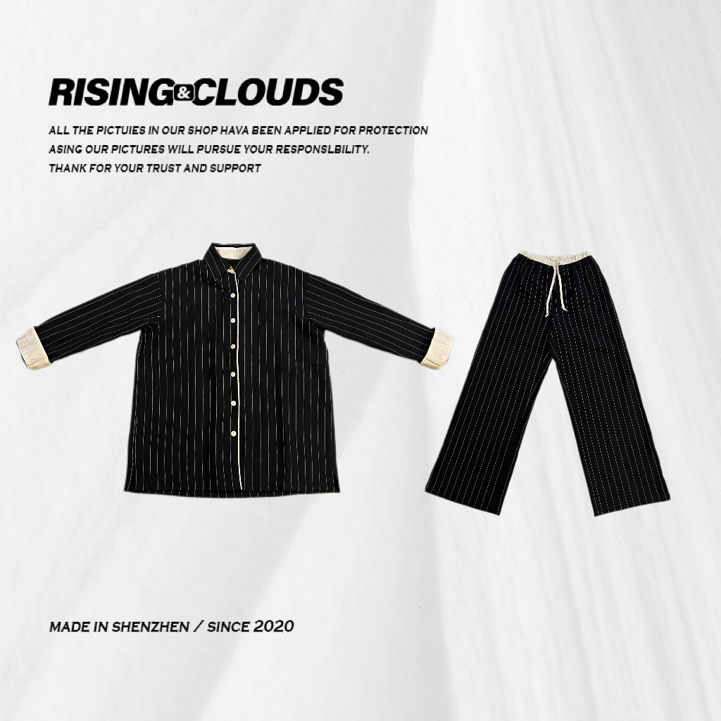RISING&CLOUDS莎莎【厚爱】2025春夏深圳亚麻条纹套装020058