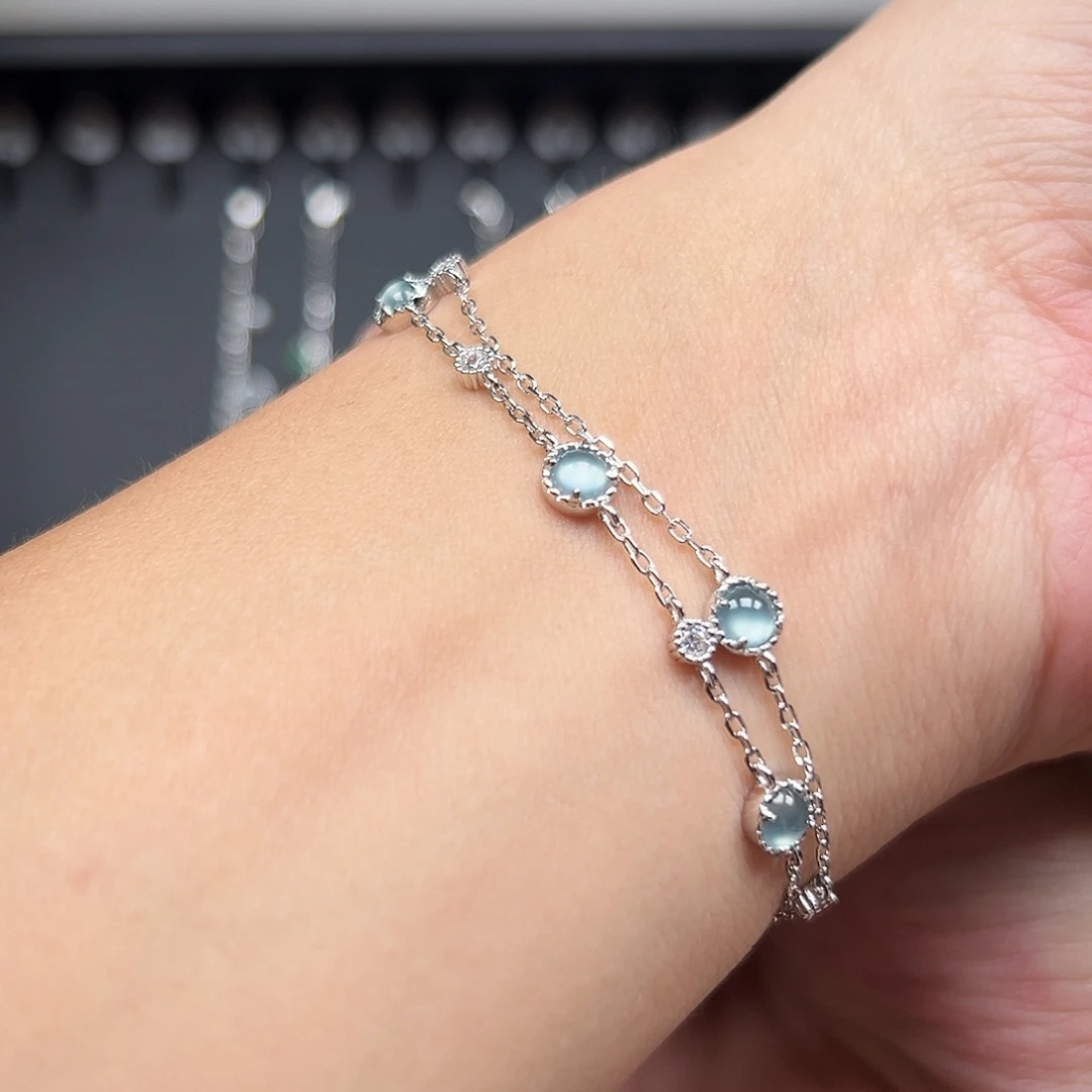 翡翠银S925镶嵌手链