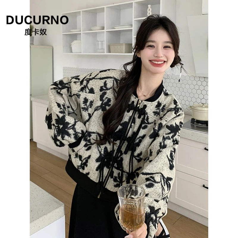 新中式国风刺绣棒球服外套女春秋2025新款复古独特超好看印花上衣