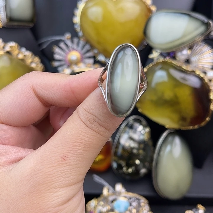 琥珀银S925镶嵌裸石