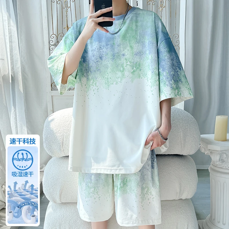 夏季新款旋律风车大码短袖套装