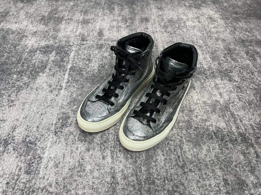 95新 maje PHILIPP PLEIN PP银色高帮板鞋 38码 95新13404