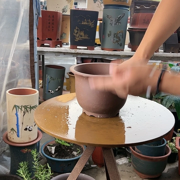 宜兴紫砂花盆查林小马