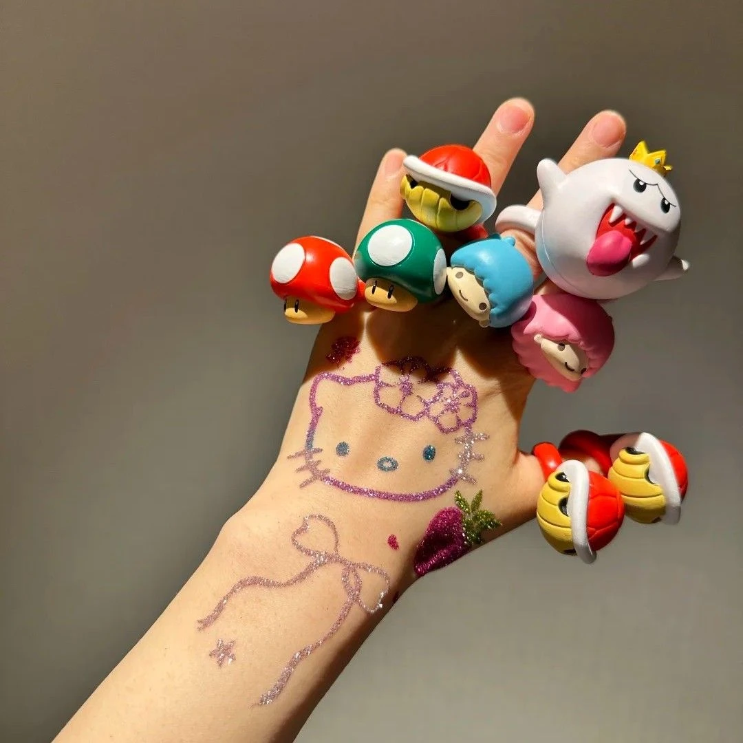 布灵布灵星星蝴蝶kitty猫闪粉纹身贴高颜值拍照神器亮晶晶贴纸ins