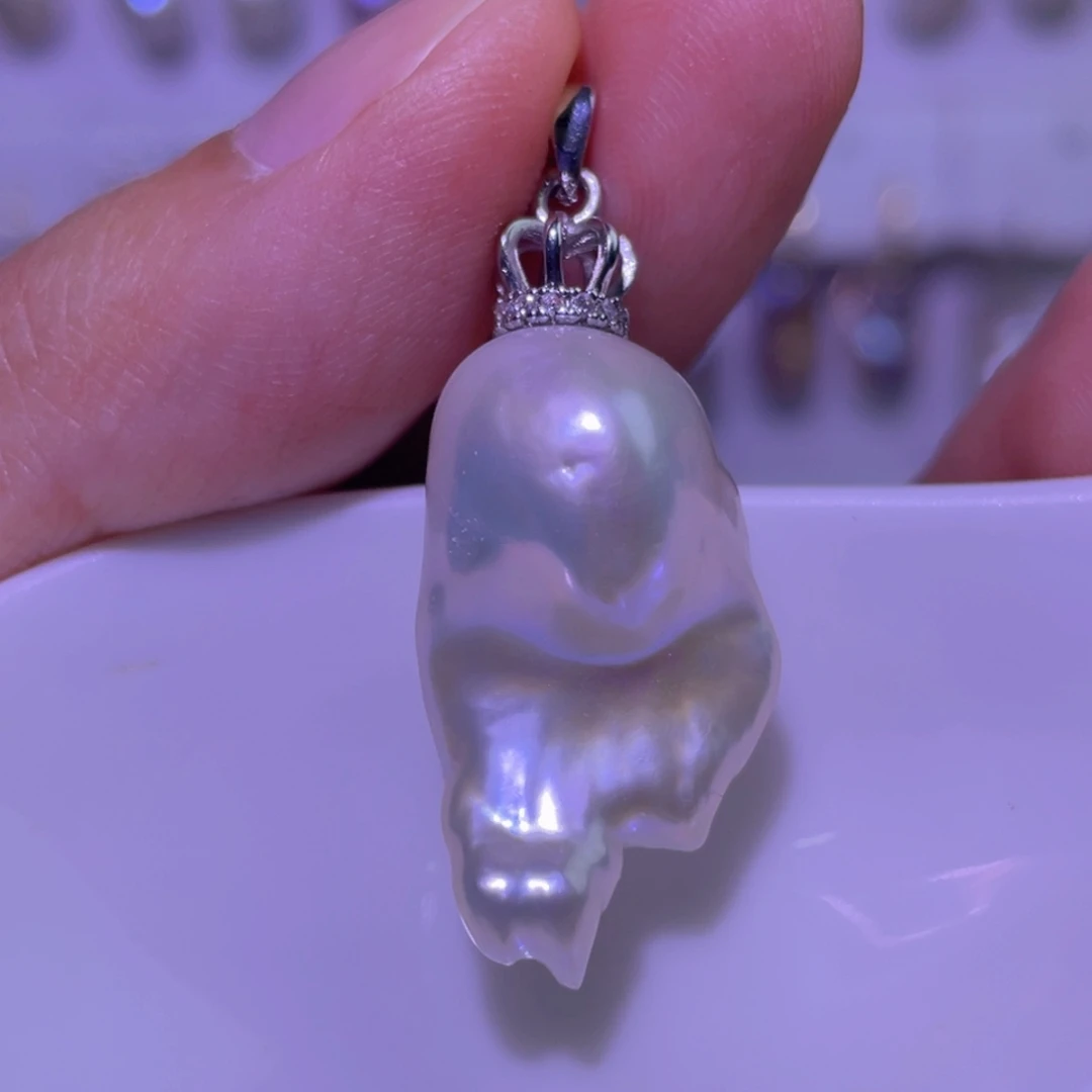 淡水珍珠银S925镶嵌天然淡水珍珠吊坠