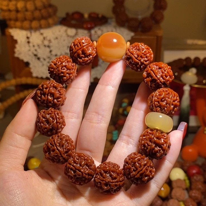 金刚菩提手串186玉华满蜂窝羊角➕平安扣