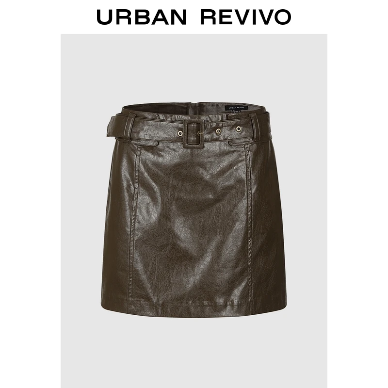 UR2026春季新款女装琥珀流光风腰带半裙UWG550098+