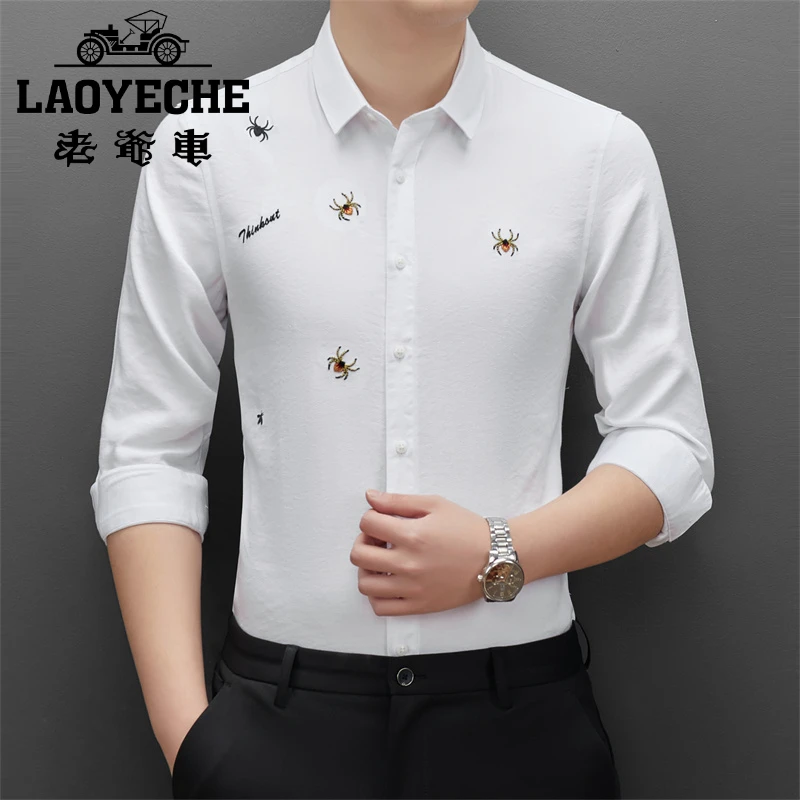 衬衫男装2025年夏季纯色