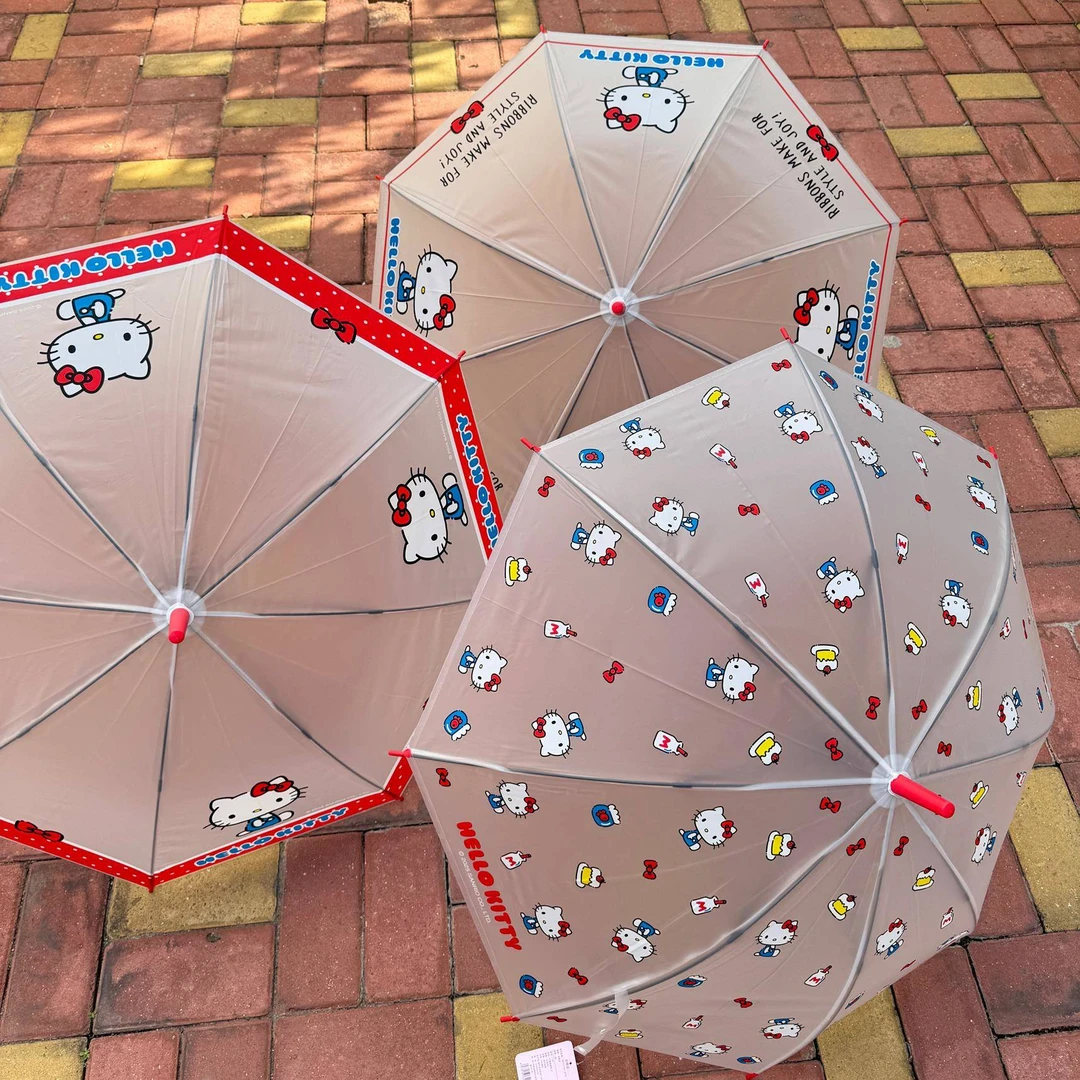 hellokitty儿童雨伞透明长柄磨砂kt猫自动男女孩小学生上学轻便
