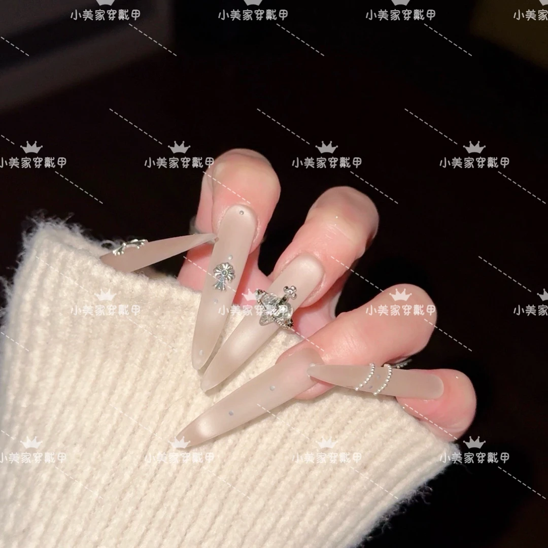 磨砂十字架超长款欧美辣妹高级清冷感纯手工显白百搭穿戴甲