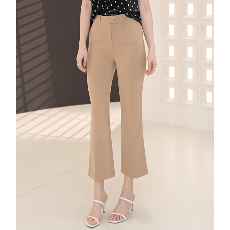 GIRDEAR/哥弟夏季爆款新款流行气质抗皱显瘦八分微喇西裤1100488