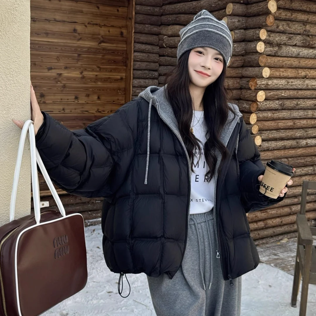 【针织帽羽绒】新国标90白鸭绒羽绒服