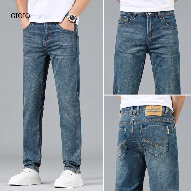 香港高端夏季薄款男裤潮牌轻奢牛仔裤男夏季薄款修身直筒复古青年