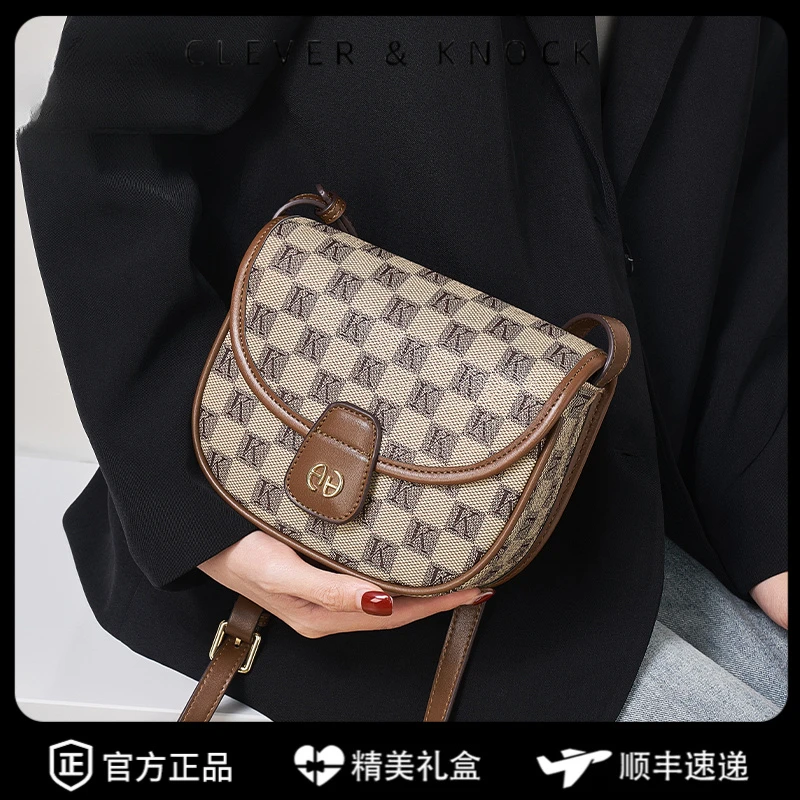 CleverKnock斜挎包2025新款女包潮马鞍包小众质感单肩斜挎包百搭