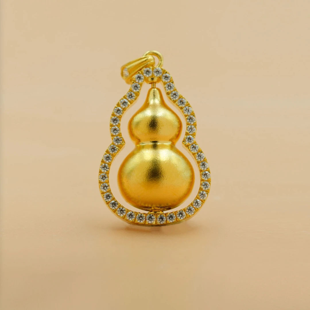 老庙足金999旋转葫芦点钻古法工艺国风非遗老庙古韵传承金