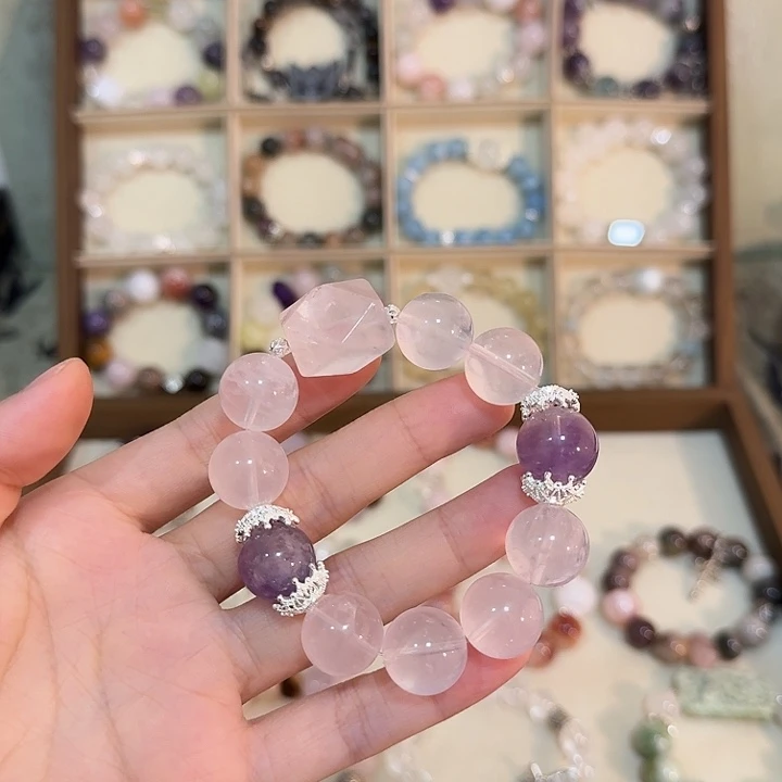 水晶手链未镶嵌六芒星光粉水