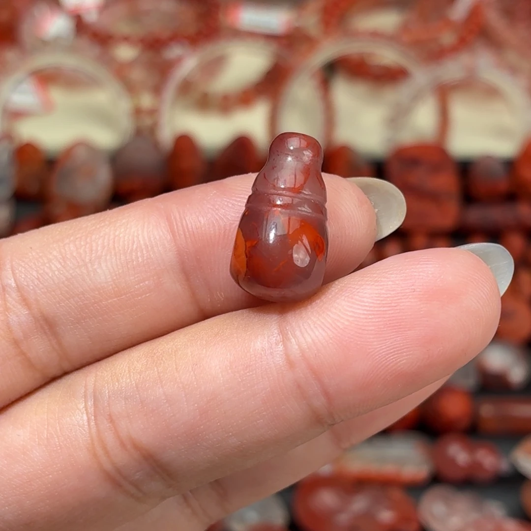 南红玛瑙未镶嵌颈饰火焰三通对孔卡10咪