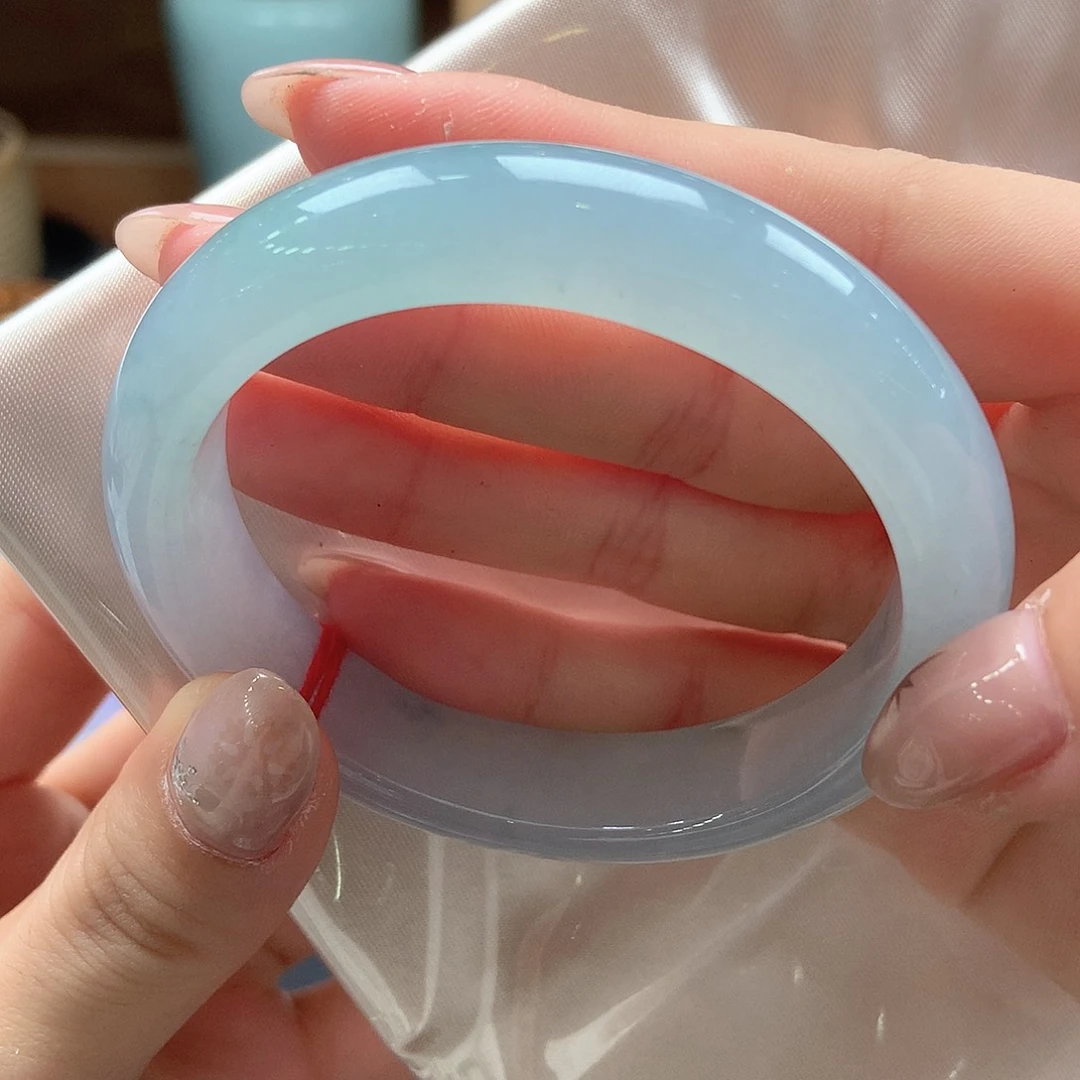 翡翠未镶嵌手镯冰润果冻蓝4号