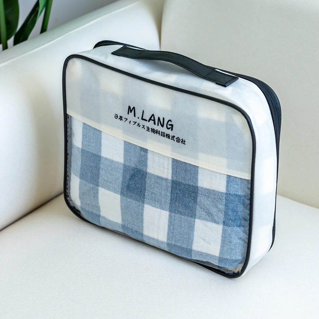 【M.LANG】纯棉盖毯 纱布空调毯四季盖毯150*200cm 蓝格