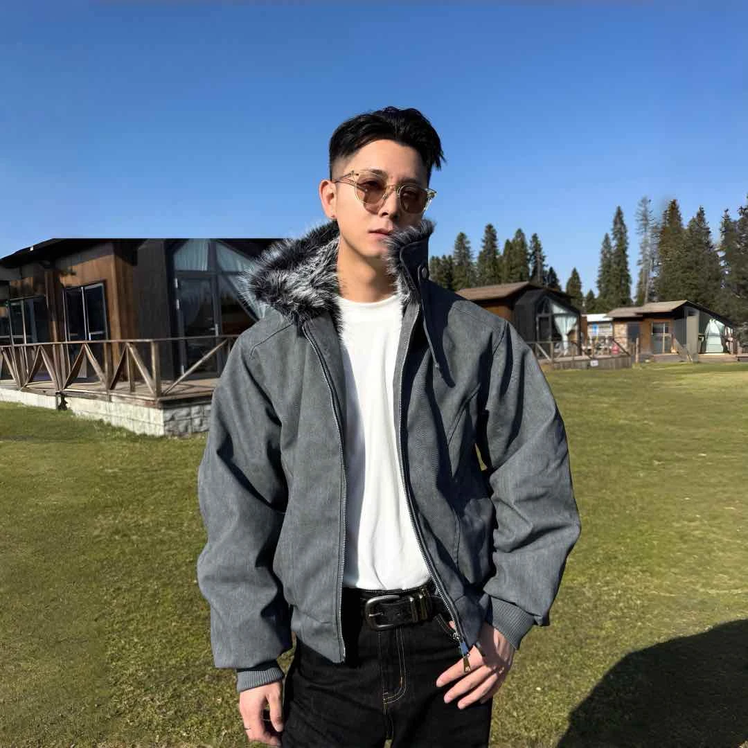 GP2 2025aw气质座山雕毛领棉服外套冬季男女宽松加绒时尚廓形棉衣