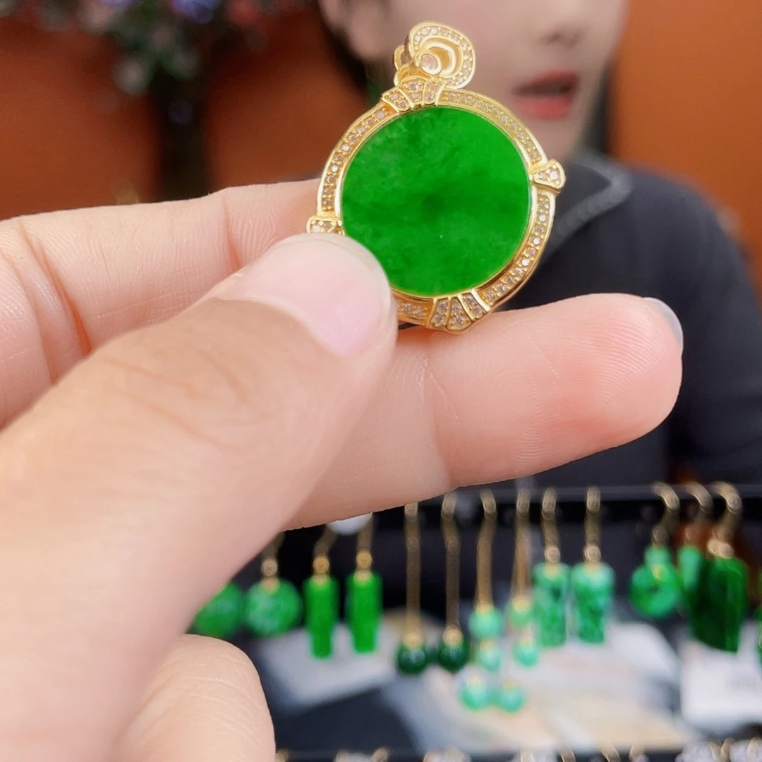 翡翠银S925镶嵌耳饰