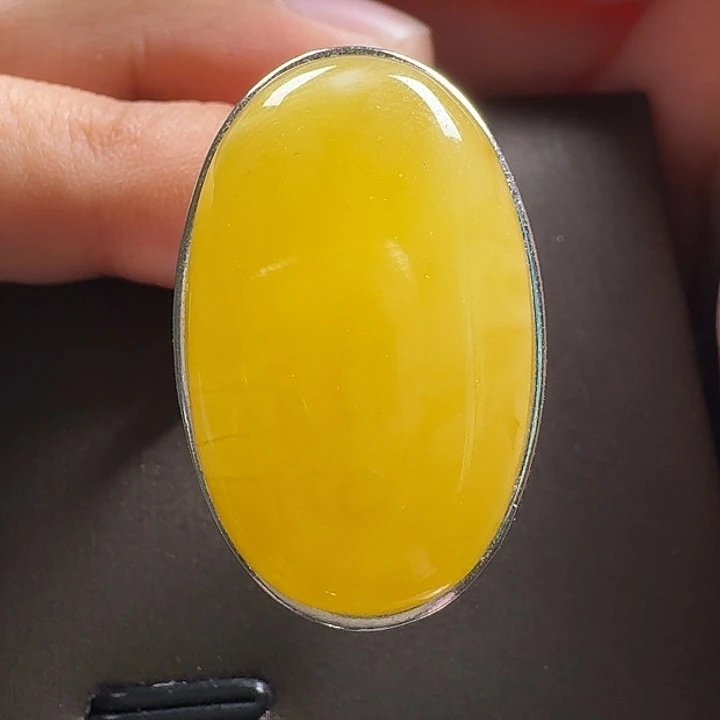 蜜蜡银S925镶嵌戒指戒指