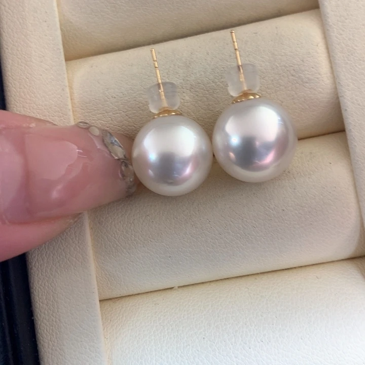 18K金镶嵌耳饰海水珍珠