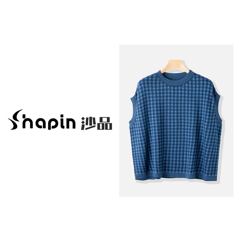 复古格纹无袖背心时尚慵懒休闲简约时尚上衣女XS3594