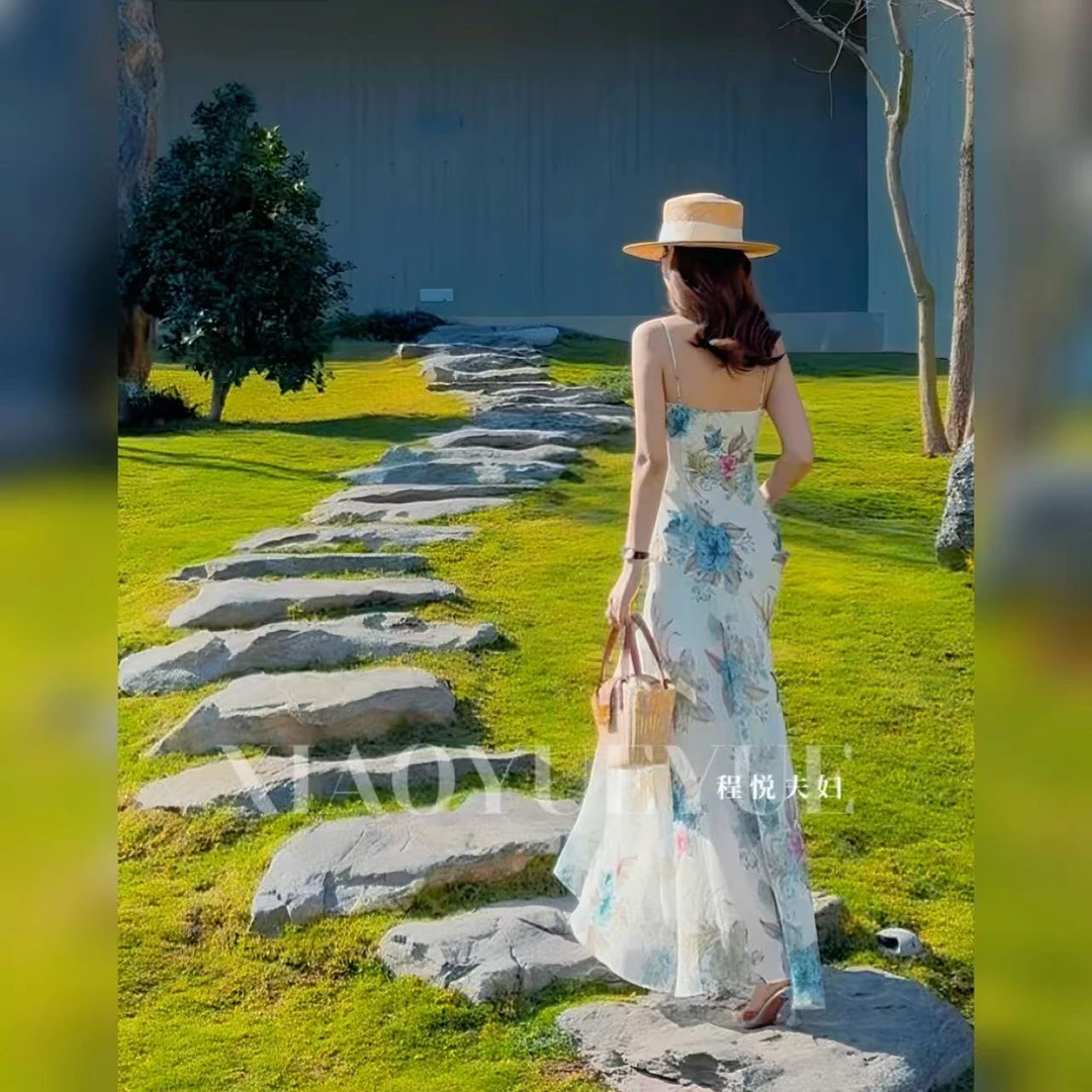 程悦夫妇【秘境花语】A-01904茶歇法式出行2025年遮肉显瘦连衣裙