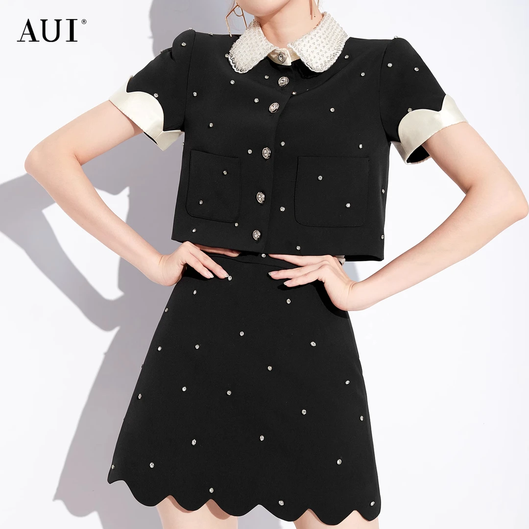 【宠粉专属】黑色名媛气质小香风时尚减龄半身裙两件套-23X022597