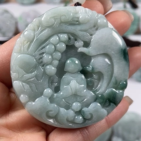 翡翠颈饰未镶嵌悟道福利有棉线福利