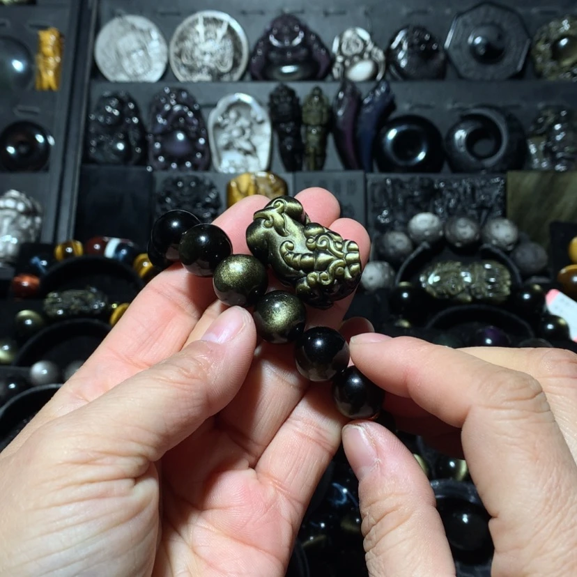 【闪购商品】黑曜岩手串未镶嵌陈****9