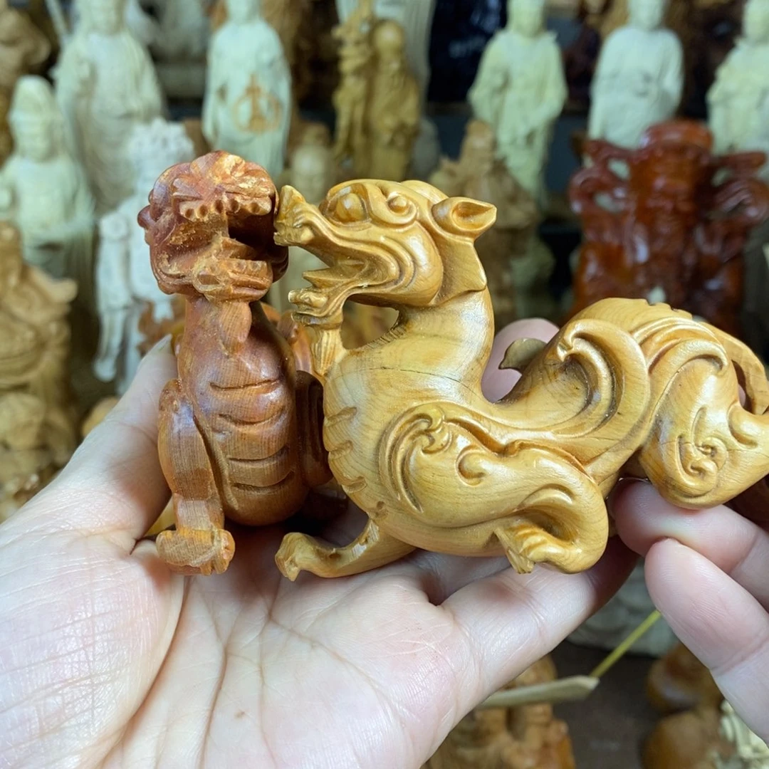 木螭龙一对摆件微瑕10