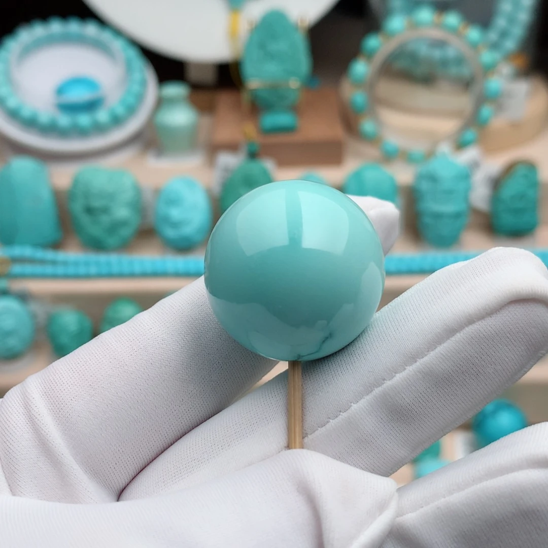 绿松石珠宝奇石未镶嵌24.6mm