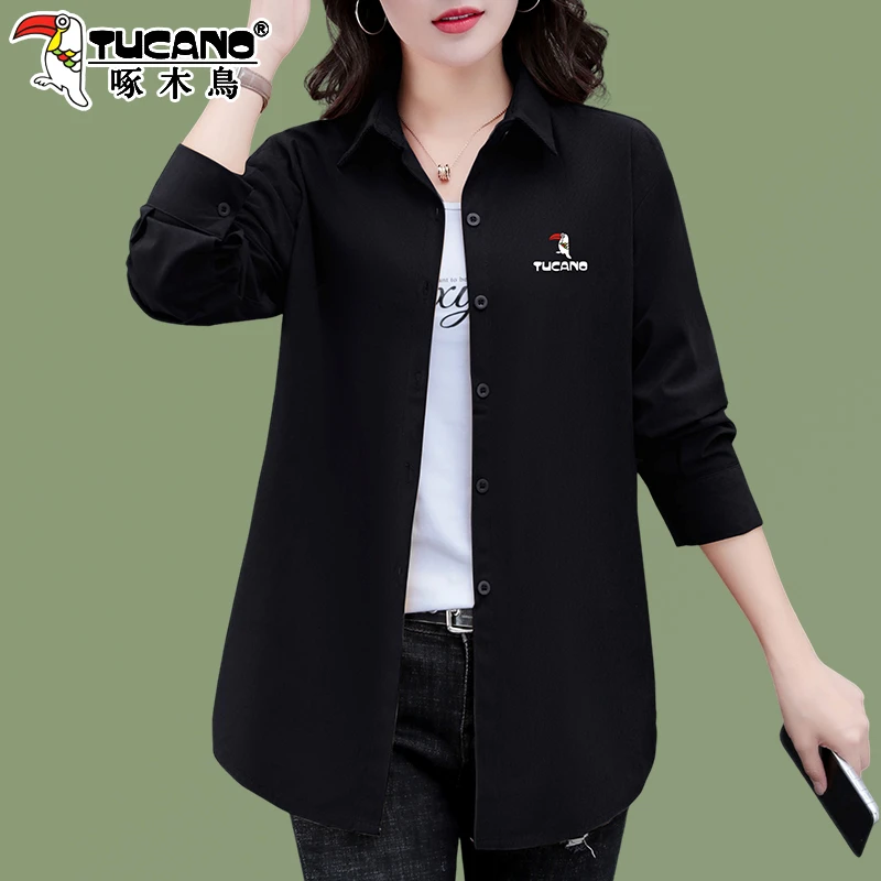 啄木鸟灯芯绒衬衫女长袖2025新款春秋季大码女士衬衣宽松时尚上衣