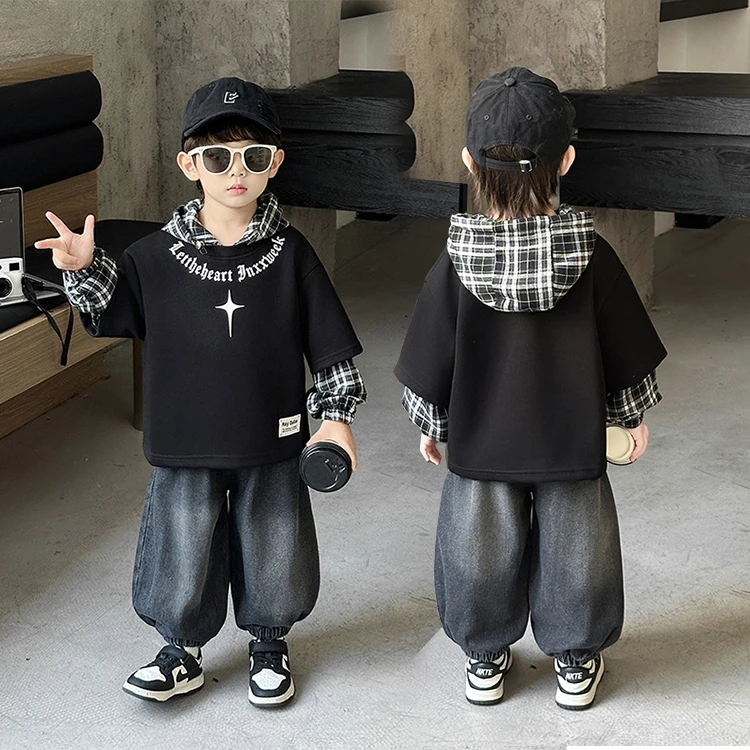 男童春秋装套装2025新款儿童酷帅卫衣两件套秋季小男孩时髦衣服潮