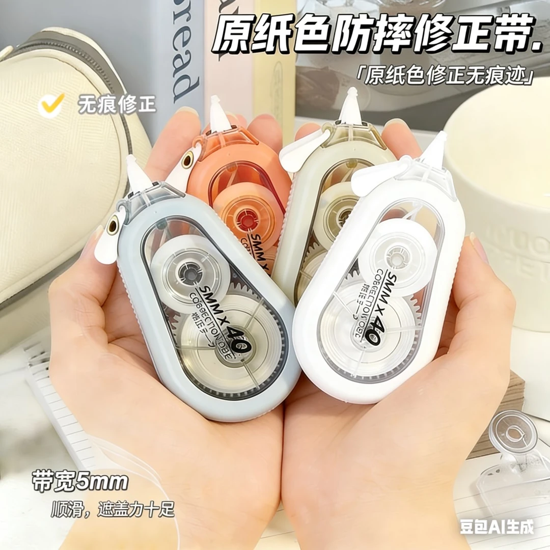 新款隐形修正带ins风无声静音防摔修改带米黄色带芯修改无痕顺滑