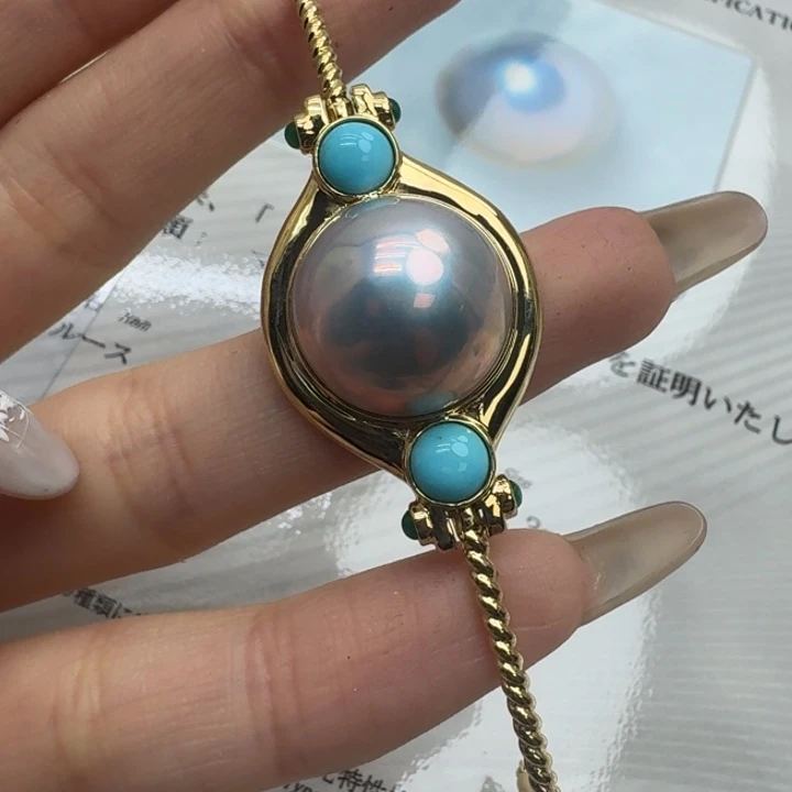 18K金镶嵌拼合珍珠（马贝珠）手绳